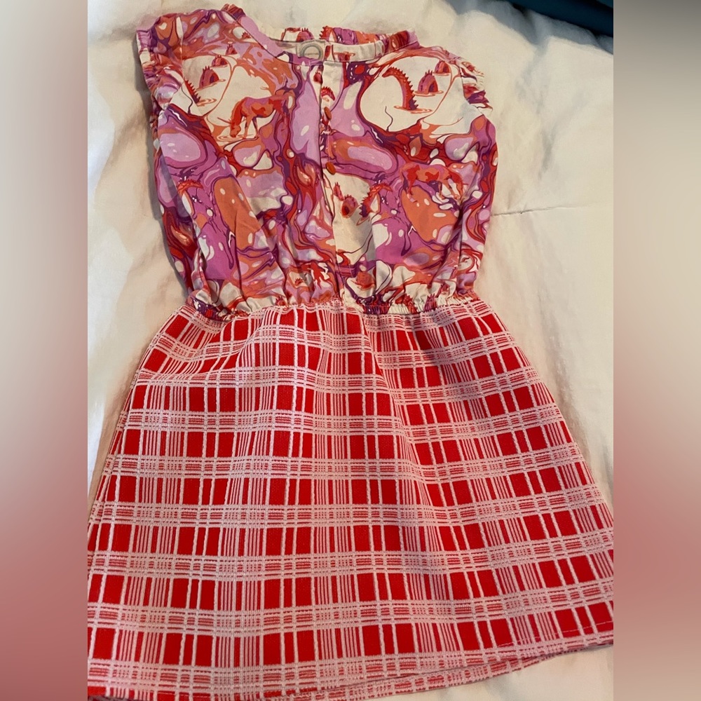 Dogpatch Kids 18-Month Unicorn & Sea Dragon Dress in red, pink, purple- EUC